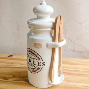 Recipiente antiguo para aceitunas con pinza, capacidad 1/2 kg